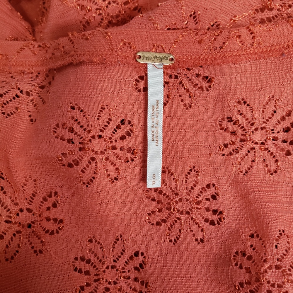 *SOLD* Free People Daisy Pointelle Peplum Top S - Picture 6 of 10